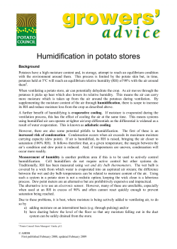 Humidification in potato stores