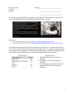 STAT 110: Quiz #4 Name(s): Fall 2016 Points: 20 For this quiz, we