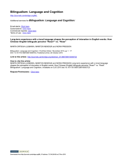 Bilingualism: Language and Cognition - Linguistics