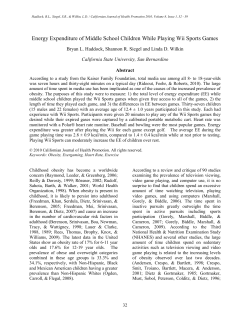 Energy Expenditure of Middle School Children While Playing Wii