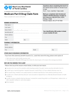 BCBSNC Medicare Part D Drug Claim Form