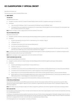 ICC CLASSIFICATION OF OFFICIAL CRICKET