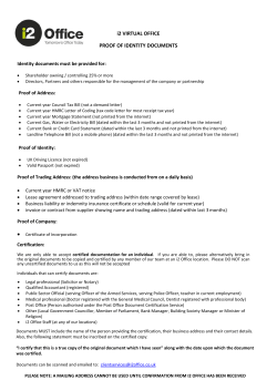 i2 VIRTUAL OFFICE PROOF OF IDENTITY DOCUMENTS