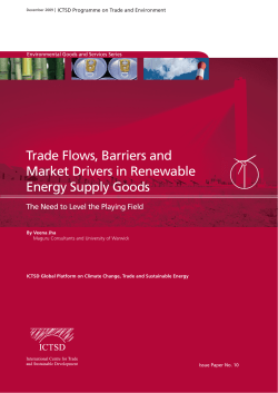 Trade Flows, Barriers and Market Drivers in Renewable Energy