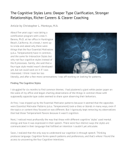 The Cognitive Styles Lens: Deeper Type Clarification