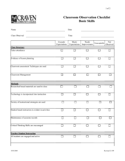 Classroom Observation Checklist