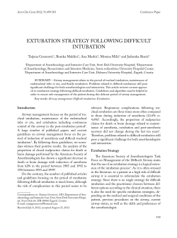 ExtubAtion strAtEgy following diffiCult intubAtion