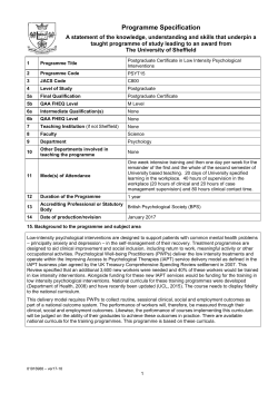 1 Programme Title Postgraduate Certificate in Low Intensity