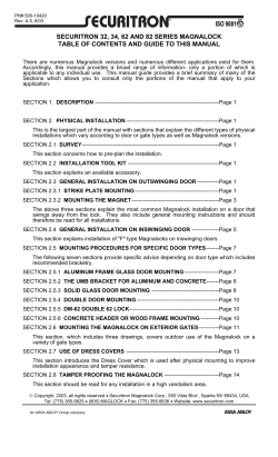 securitron 32, 34, 62 and 82 series magnalock table of contents and