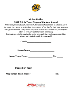 McRae Holden 2017 Thirds Team Player of the Year Award Coach