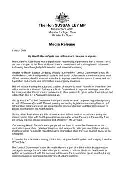 The Hon SUSSAN LEY MP Media Release