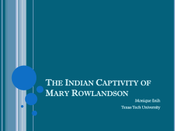 The Indian Captivity of Mary Rowlandson