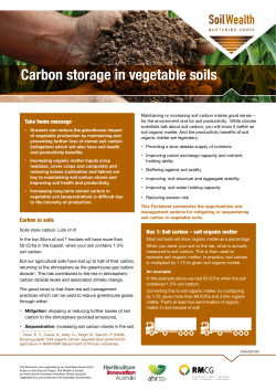 Carbon storage in vegetable soils - Horticulture Innovation Australia