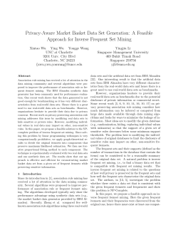 Privacy-Aware Market Basket Data Set Generation: A Feasible