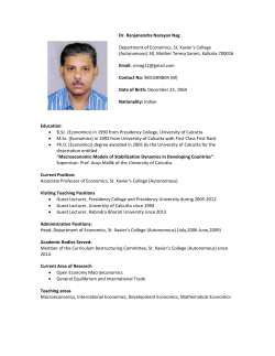 Dr. Ranjanendra Narayan Nag Department of Economics, St
