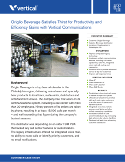 Origlio Beverage Satisfies Thirst for Productivity and Efficiency Gains