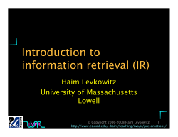 Introduction to information retrieval (IR)