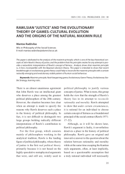 RaWlSIaN &ldquo;JUSTICe&rdquo; aNd THe eVolUTIoNaRY THeoRY oF GaMeS
