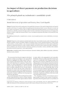 An impact of direct payments on production decisions in agriculture