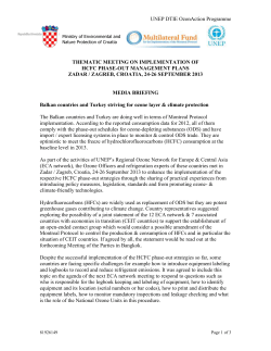 UNEP DTIE OzonAction Programme THEMATIC MEETING ON