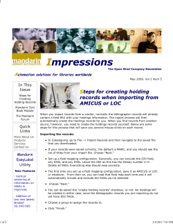 Impressions, The Mandarin Newsletter