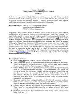 Summer Reading for - Western School Of Technology