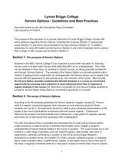 LBC Honors Options - Lyman Briggs College