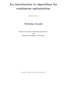 An introduction to algorithms for continuous optimization