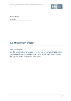Consultation Paper - European Banking Authority