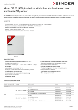 Model CB 60 | CO2 incubators with hot air sterilization and