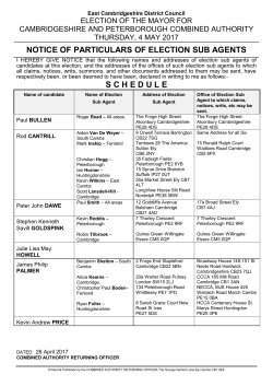 notice of particulars of election sub agents schedule