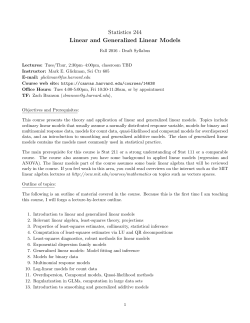 Statistics 244 Linear and Generalized Linear Models