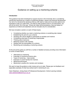 Guidance on setting up a mentoring scheme