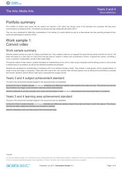 Portfolio summary Work sample 1: Convict video Annotated artwork