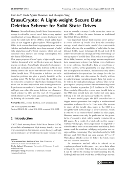 ErasuCrypto: A Light-weight Secure Data Deletion Scheme for Solid
