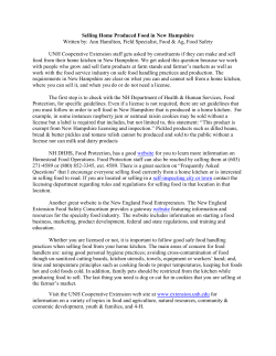 Selling Home Produced Food in New Hampshire Written by