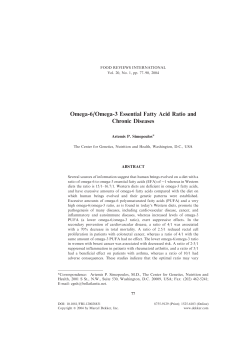 Omega-6/Omega-3 Essential Fatty Acid Ratio and Chronic Diseases