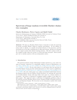 Spectrum of large random reversible Markov chains: two