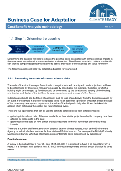 Business Case for Adaptation: Cost Benefit Analysis methodology