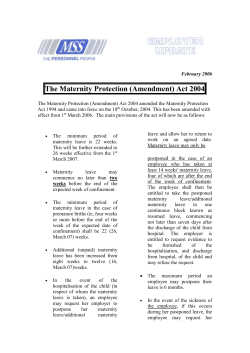 The Maternity Protection (Amendment) Act