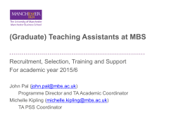 (Graduate) Teaching Assistants at MBS