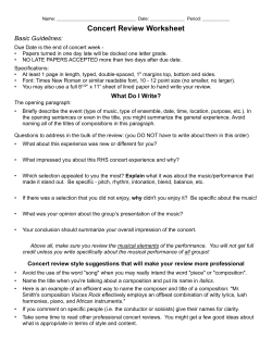 Concert Review Worksheet
