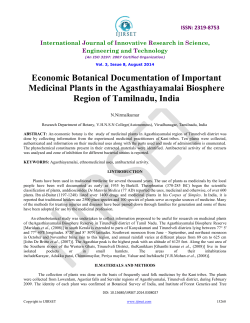 Economic Botanical Documentation of Important Medicinal Plants in