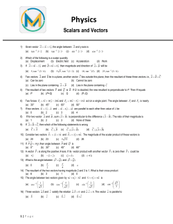 Physics Scalars and Vectors