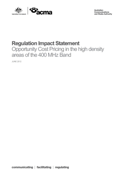 Opportunity Cost Pricing in the density areas of the 400MHz Band