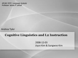 Cognitive Linguistics and L2 Instruction