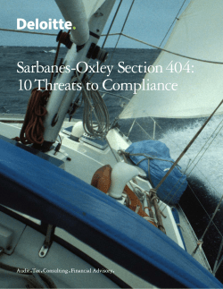 Sarbanes-Oxley Section 404: 10 Threats to Compliance