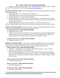 2017 &ndash; EAST LYME LITTLE LEAGUE EVALUATIONS All players to