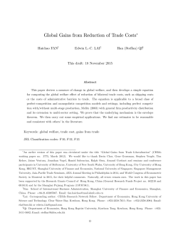 Global Gains from Reduction of Trade Costs