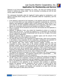 Application for Membership and Service
